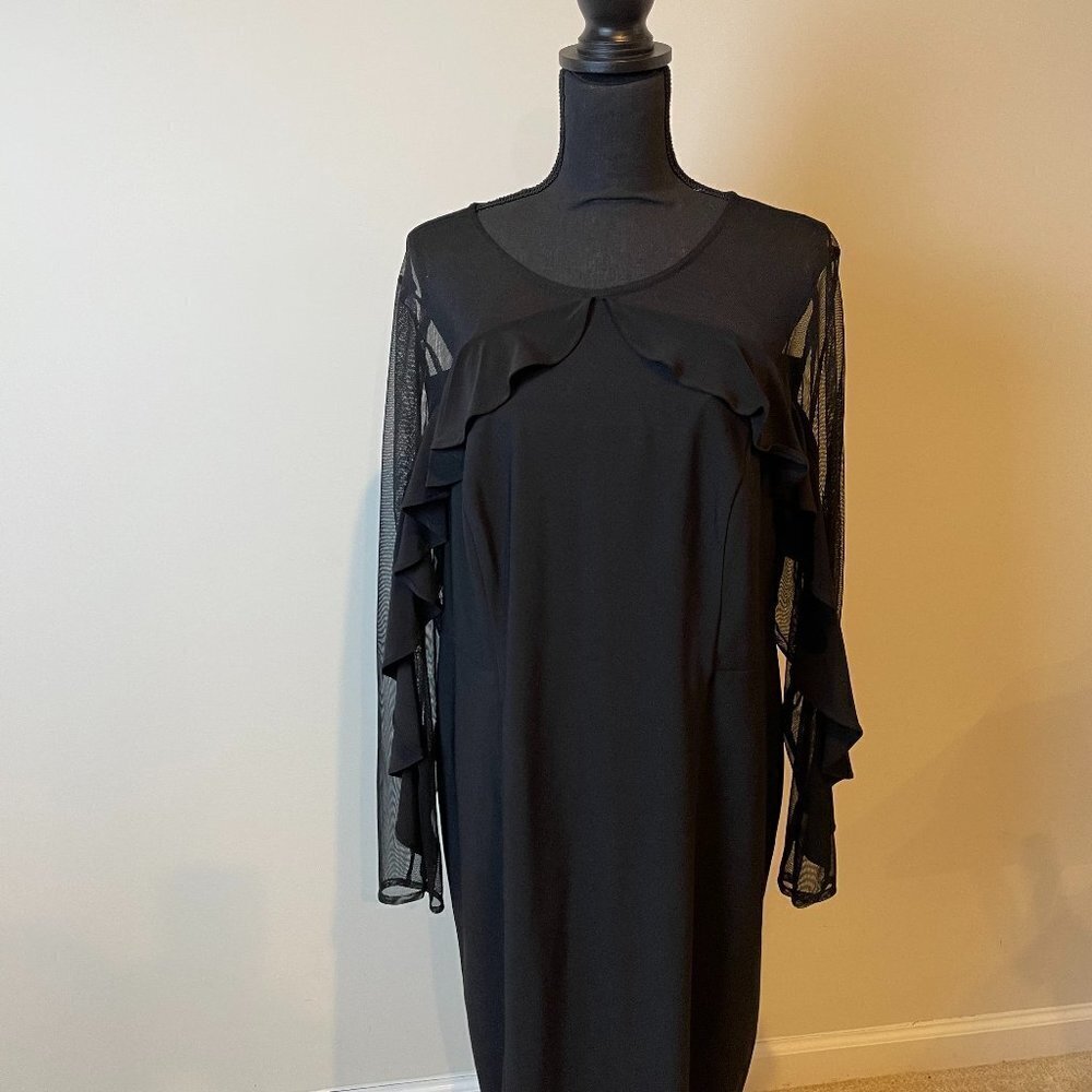 Ashley Stewart Black Mesh ruffle top dress-18W